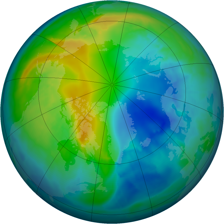 Arctic ozone map for 07 November 2009